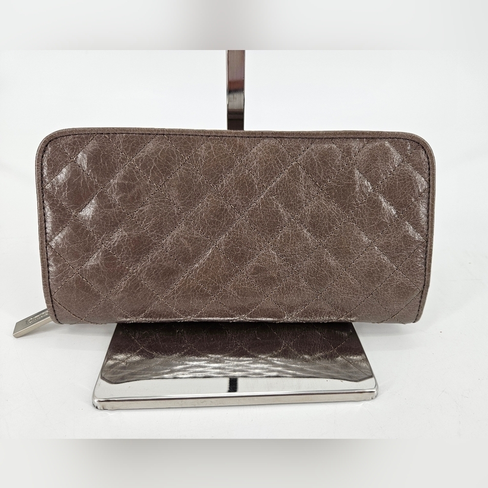 HOBO International TAUPE QUILTED Leather ZIP Around Wallet Card Slots Check BOOK